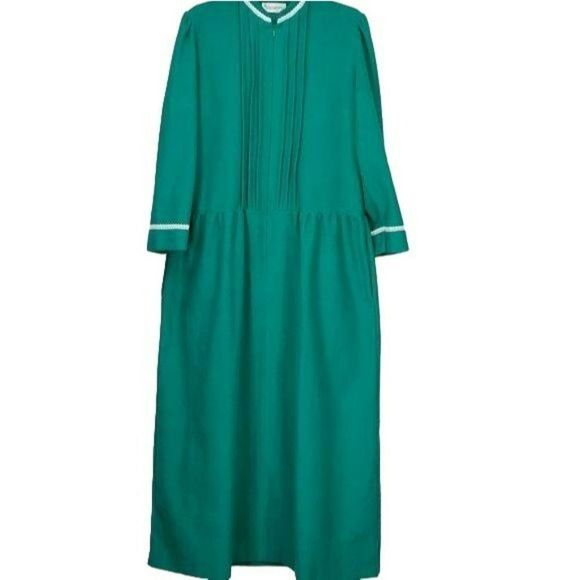Vassarette Vintage Women's Green Velour Long Sleeve House‎ Coat Robe Size Medium - Picture 4 of 12